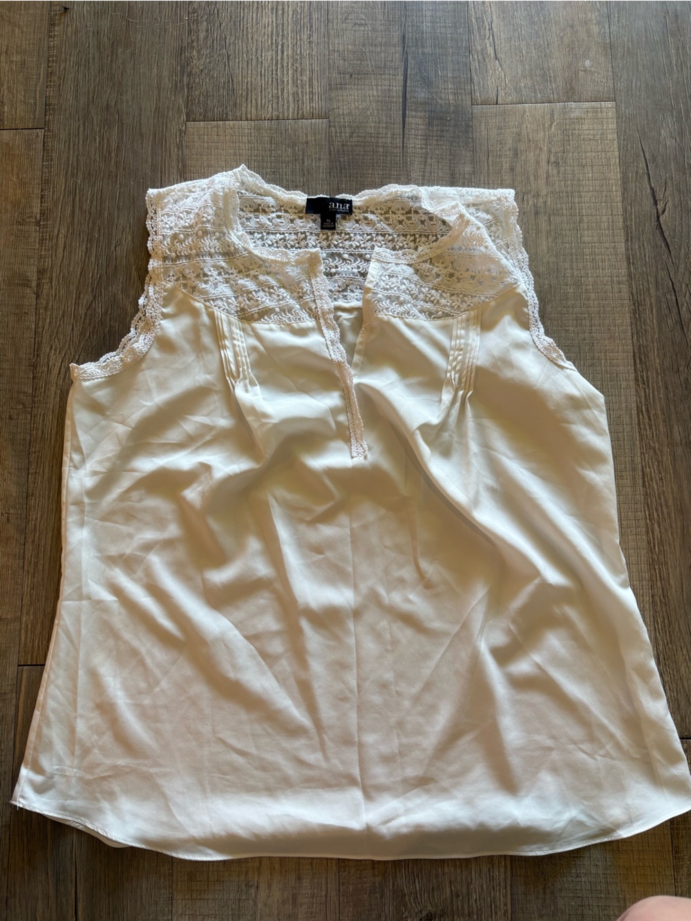 a.n.a Cream Lace Yoke Sleeveless Blouse